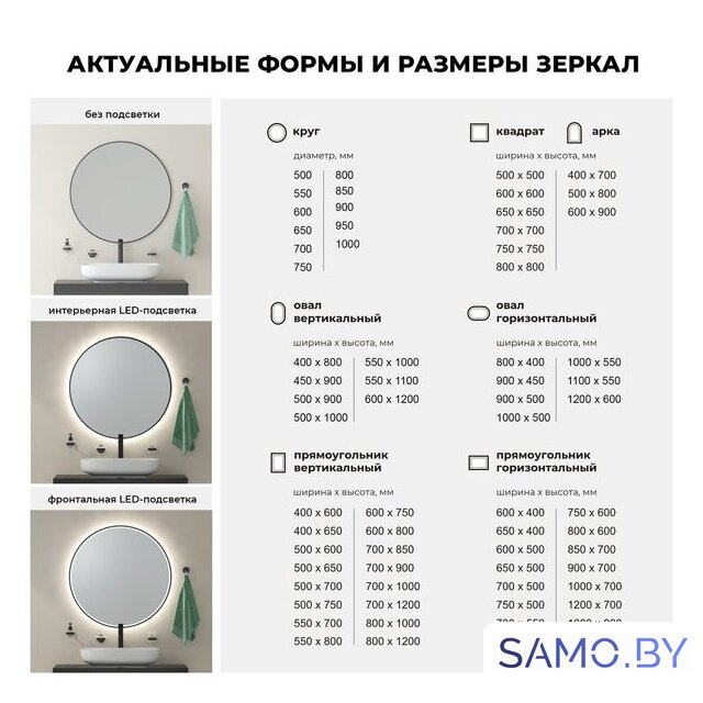  Wellsee Зеркало с фоновой LED-подсветкой 7 Rays' Spectrum 172201950, 60 x 120 см (с сенсором и регулировкой яркости освещения) - Изображение №6 — Интернет-магазин samo.by
