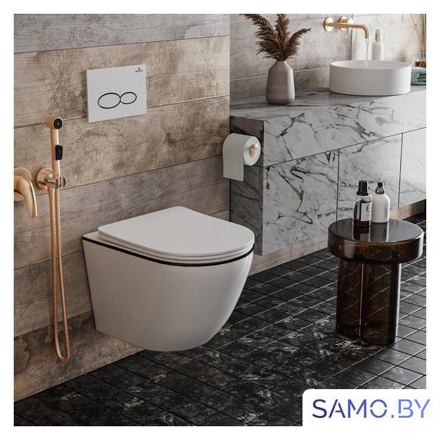 Унитаз подвесной Roxen Antares Black в комплекте с инсталляцией StounFix Dual Fresh 6 в 1 964974 (кнопка: черное стекло) - Изображение №17 — Интернет-магазин samo.by