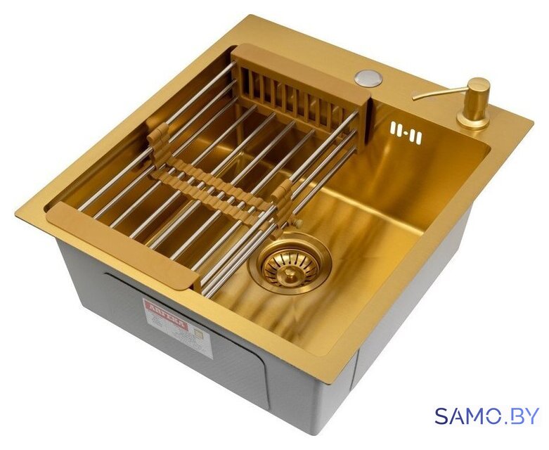 Кухонная мойка ARFEKA Eco AR мойка 450*500, коландер, дозатор Gold - Изображение №3 — Интернет-магазин samo.by