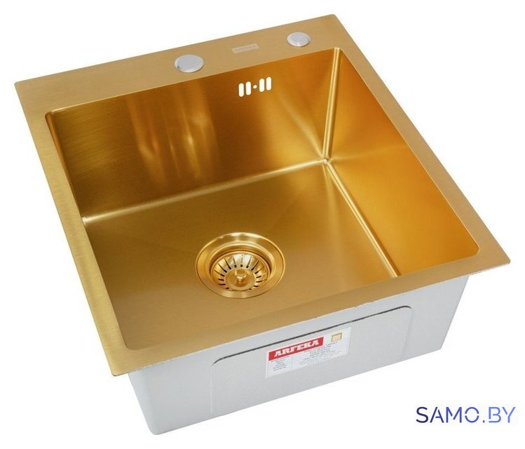Кухонная мойка ARFEKA Eco AR мойка 450*500, коландер, дозатор Gold - Изображение №4 — Интернет-магазин samo.by