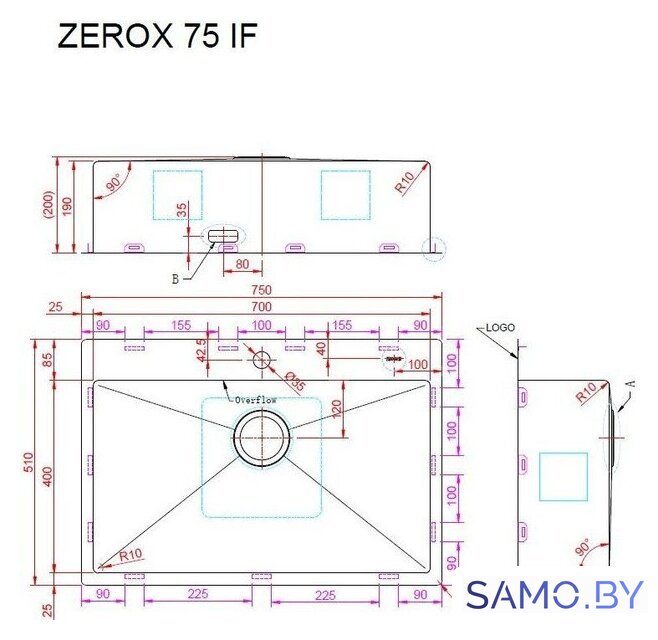 Кухонная мойка ZorG Zerox 75 IF PVD Gunblack - Изображение №4 — Интернет-магазин samo.by