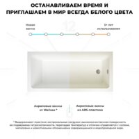 Ванна Wellsee FreeDom 165x80 231102006 (встраиваемая ванна белый глянец, ножки, сифон-автомат глянцевый белый) - Превью изображения №7 — Интернет-магазин samo.by