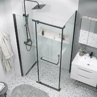 Душевая стенка Grossman Pragma 100х195 200.K33.03.100.21.00 (черный матовый/стекло прозрачное) - Превью изображения №4 — Интернет-магазин samo.by