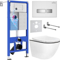 Унитаз подвесной Roxen Antares Black в комплекте с инсталляцией StounFix Dual Fresh 6 в 1 964909 (кнопка: белое стекло) - Превью изображения №2 — Интернет-магазин samo.by