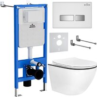 Roxen Antares Black в комплекте с инсталляцией StounFix Dual Fresh 6 в 1 964909 (кнопка: белое стекло)
