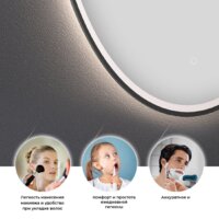  Wellsee Зеркало с фронтальной LED-подсветкой 7 Rays' Spectrum 172201790, 55 x 55 см (с сенсором и регулировкой яркости освещения) - Превью изображения №2 — Интернет-магазин samo.by