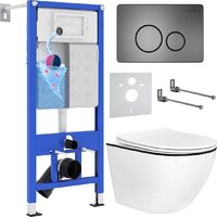 Унитаз подвесной Roxen Antares Black в комплекте с инсталляцией StounFix Dual Fresh 6 в 1 964894 (кнопка: оружейная сталь) - Превью изображения №2 — Интернет-магазин samo.by