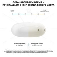 Ванна Wellsee Panta Rei 168x73 23720103R (отдельностоящая ванна белый глянец, экран, ножки, сифон-автомат матовый черный) - Превью изображения №6 — Интернет-магазин samo.by