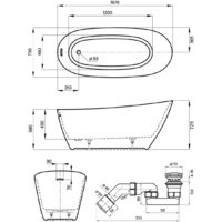 Ванна Wellsee Panta Rei 168x73 23720102R (отдельностоящая ванна белый глянец, экран, ножки, сифон-автомат глянцевый белый) - Превью изображения №9 — Интернет-магазин samo.by