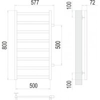 Полотенцесушитель TERMINUS Аврора П8 500x800 (с боковым подключением 50,RAL 9003) - Превью изображения №2 — Интернет-магазин samo.by