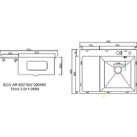 Кухонная мойка ARFEKA ECO AR 650*500 R SATIN - Превью изображения №3 — Интернет-магазин samo.by