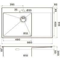 Кухонная мойка Omoikiri Akisame 86-GB-R Side (графит) - Превью изображения №5 — Интернет-магазин samo.by