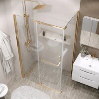 Душевой уголок Grossman Pragma 100x90x195 120.K33.03.1090.32.00 (золото сатин/стекло прозрачное) - Превью изображения №9 — Интернет-магазин samo.by