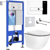 Унитаз подвесной Roxen Antares Black в комплекте с инсталляцией StounFix Dual Fresh 6 в 1 964772 (кнопка: хром глянец) - Превью изображения №2 — Интернет-магазин samo.by