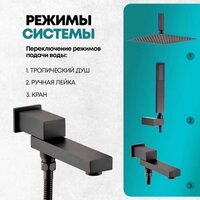 Душевая система  Grocenberg GB5089BL-2 (черный матовый) - Превью изображения №10 — Интернет-магазин samo.by