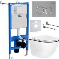 Roxen Antares Black в комплекте с инсталляцией StounFix Dual Fresh 6 в 1 964715 (кнопка: хром матовый)