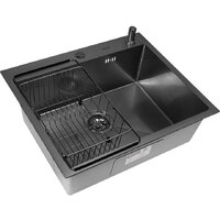 Кухонная мойка ARFEKA ECO AR мойка 600*500, коландер F, дозатор BLACK DECOR VOLCANIC - Превью изображения №3 — Интернет-магазин samo.by