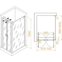 Душевой уголок RGW PA-144B (PA-104B+Z-050-2B+O-104B) 060814470-014 70x100 (черный/прозрачное стекло) - Превью изображения №2 — Интернет-магазин samo.by
