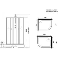 Душевая кабина Niagara NG-33084-14RBKT 100x80 (матовое стекло) - Превью изображения №4 — Интернет-магазин samo.by