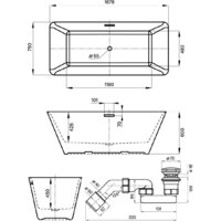 Ванна Wellsee Cute Twin S 168x75 23830102R (отдельностоящая ванна белый глянец, экран, ножки, сифон-автомат глянцевый белый) - Превью изображения №10 — Интернет-магазин samo.by