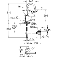 Смеситель Grohe Bauflow 23753000 - Превью изображения №2 — Интернет-магазин samo.by