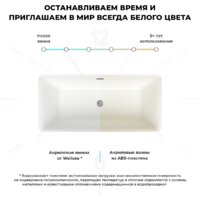 Ванна Wellsee Cute Twin S 168x75 23830101R (отдельностоящая ванна белый глянец, экран, ножки, сифон-автомат хром) - Превью изображения №7 — Интернет-магазин samo.by