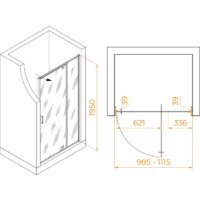 Душевая дверь RGW PA-008 350800801-11 100 (хром/прозрачное стекло) - Превью изображения №2 — Интернет-магазин samo.by