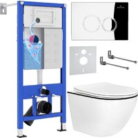 Унитаз подвесной Roxen Antares Black в комплекте с инсталляцией StounFix Dual Fresh 6 в 1 964658 (кнопка: хром глянец) - Превью изображения №2 — Интернет-магазин samo.by