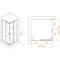 Душевой уголок RGW PA-030 3508103088-11 80x80 (хром/прозрачное стекло) - Превью изображения №2 — Интернет-магазин samo.by