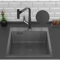 Кухонная мойка Roxen Snake 560220-50-BS (50*48) PVD графит/текстурная поверхность (с коландером и дозатором) - Превью изображения №5 — Интернет-магазин samo.by
