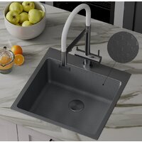 Кухонная мойка Roxen Snake 560220-50-BS (50*48) PVD графит/текстурная поверхность (с коландером и дозатором) - Превью изображения №3 — Интернет-магазин samo.by