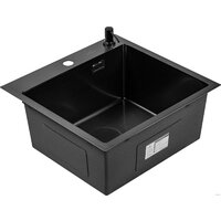 Кухонная мойка Roxen Snake 560220-50-BS (50*48) PVD графит/текстурная поверхность (с коландером и дозатором) - Превью изображения №9 — Интернет-магазин samo.by