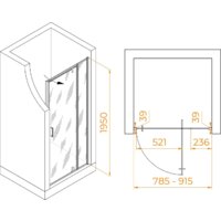 Душевая дверь RGW PA-008 350800889-11 80 (хром/прозрачное стекло) - Превью изображения №2 — Интернет-магазин samo.by