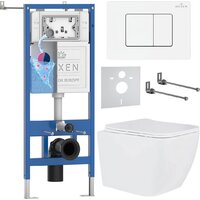 Roxen Cube Tornado в комплекте с инсталляцией StounFix Dual Fresh 6 в 1 868628 (кнопка: брашированное золото матовая)