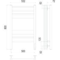Полотенцесушитель TERMINUS Аврора П8 500x800 КС 9003 электро (белый) - Превью изображения №3 — Интернет-магазин samo.by