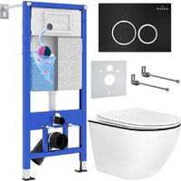 Унитаз подвесной Roxen Antares Black в комплекте с инсталляцией StounFix Dual Fresh 6 в 1 964643 (кнопка: черный матовый) - Превью изображения №2 — Интернет-магазин samo.by