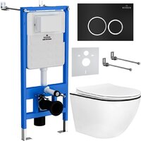 Roxen Antares Black в комплекте с инсталляцией StounFix Dual Fresh 6 в 1 964643 (кнопка: черный матовый)