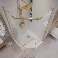 Душевой уголок Grossman Pragma 90x90x195 302.K33.03.9090.32.00 (золото сатин/прозрачное стекло) - Превью изображения №10 — Интернет-магазин samo.by