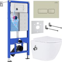 Унитаз подвесной Roxen Antares Bidet в комплекте с инсталляцией StounFix Dual Fresh 6 в 1 966690 (кнопка: бежевый) - Превью изображения №2 — Интернет-магазин samo.by
