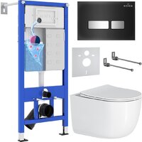 Унитаз подвесной Roxen Vortex Tornado в комплекте с инсталляцией StounFix Dual Fresh 6 в 1 964615 (кнопка: черное стекло) - Превью изображения №1 — Интернет-магазин samo.by