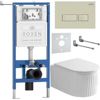 Унитаз подвесной Roxen Royal Matt в комплекте с инсталляцией StounFix Dual Fresh 6 в 1 968222 (кнопка: пастель бежевый) - Превью изображения №2 — Интернет-магазин samo.by