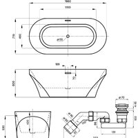 Ванна Wellsee Croquis 166x77 230302001 (отдельностоящая ванна матовый белый/матовый черный, экран, ножки, сифон-автомат хром) - Превью изображения №10 — Интернет-магазин samo.by