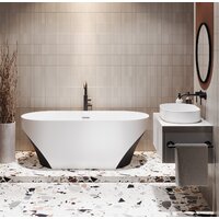 Ванна Wellsee Croquis 166x77 230302001 (отдельностоящая ванна матовый белый/матовый черный, экран, ножки, сифон-автомат хром) - Превью изображения №8 — Интернет-магазин samo.by