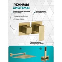 Душевая система  Grocenberg GB5080 (золото матовый) - Превью изображения №5 — Интернет-магазин samo.by