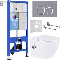 Унитаз подвесной Roxen Antares Bidet в комплекте с инсталляцией StounFix Dual Fresh 6 в 1 966430 (кнопка: серый бетон) - Превью изображения №2 — Интернет-магазин samo.by
