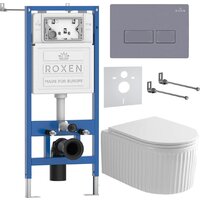Унитаз подвесной Roxen Royal Matt в комплекте с инсталляцией StounFix Dual Fresh 6 в 1 968226 (кнопка: серый бетон) - Превью изображения №2 — Интернет-магазин samo.by