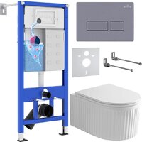 Roxen Royal Matt в комплекте с инсталляцией StounFix Dual Fresh 6 в 1 968226 (кнопка: серый бетон)