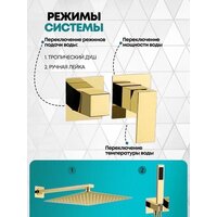 Душевая система  Grocenberg GB5080 (золото глянец) - Превью изображения №5 — Интернет-магазин samo.by