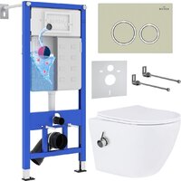 Унитаз подвесной Roxen Antares Bidet в комплекте с инсталляцией StounFix Dual Fresh 6 в 1 966280 (кнопка: бежевый) - Превью изображения №1 — Интернет-магазин samo.by