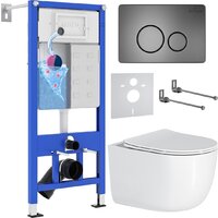 Унитаз подвесной Roxen Vortex Tornado в комплекте с инсталляцией StounFix Dual Fresh 6 в 1 964590 (кнопка: оружейная сталь) - Превью изображения №1 — Интернет-магазин samo.by